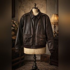 Vintage 80’s Durkee’s Express Leather Aviator Jacket | Men’s Large | Distressed